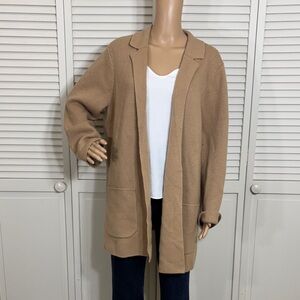 Talbots Milano Stitch Sweater Jacket Solid Beige Wool Blend 1X